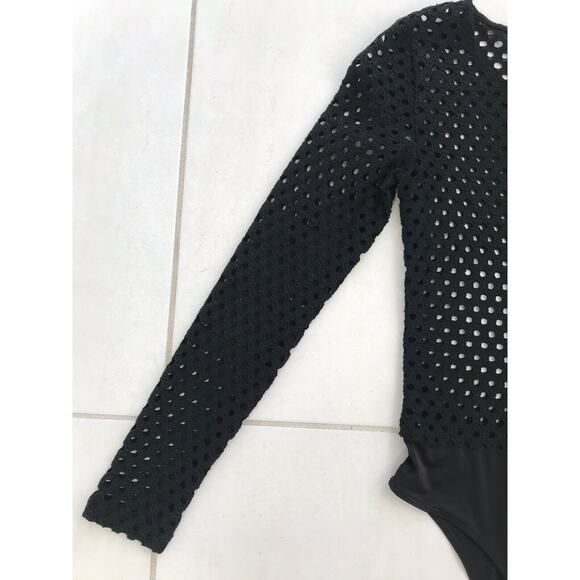 Bardot Semi Sheer Bodysuit Black Stretch - Picture 9 of 12